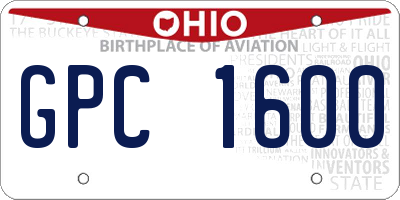 OH license plate GPC1600