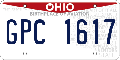OH license plate GPC1617