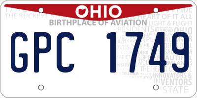 OH license plate GPC1749