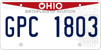 OH license plate GPC1803