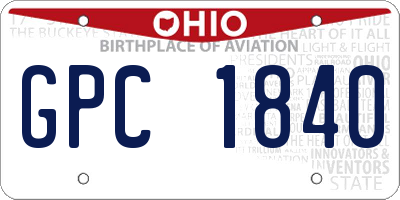 OH license plate GPC1840
