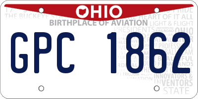 OH license plate GPC1862