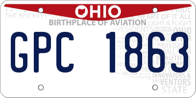OH license plate GPC1863