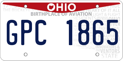 OH license plate GPC1865