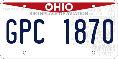 OH license plate GPC1870