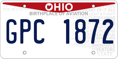 OH license plate GPC1872