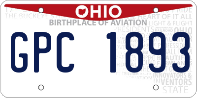 OH license plate GPC1893
