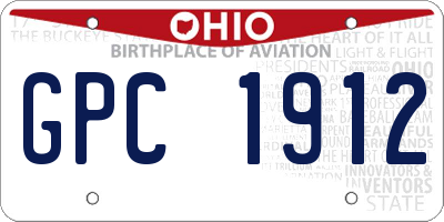 OH license plate GPC1912