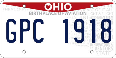OH license plate GPC1918