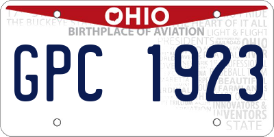 OH license plate GPC1923
