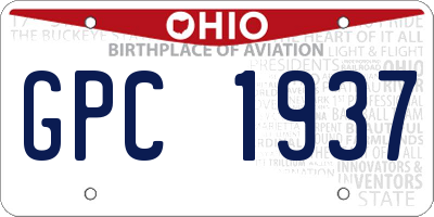 OH license plate GPC1937