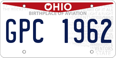 OH license plate GPC1962