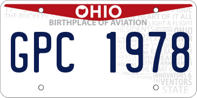 OH license plate GPC1978