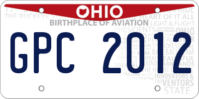 OH license plate GPC2012