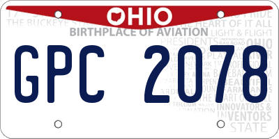 OH license plate GPC2078