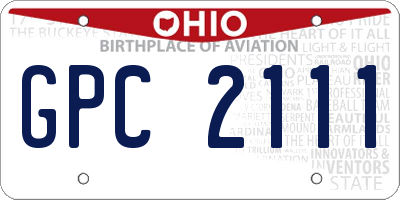 OH license plate GPC2111
