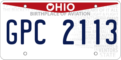 OH license plate GPC2113
