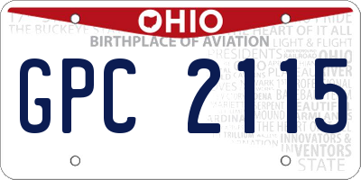 OH license plate GPC2115