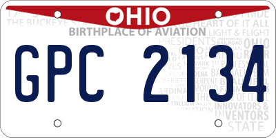 OH license plate GPC2134