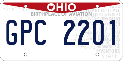 OH license plate GPC2201