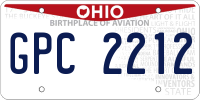 OH license plate GPC2212