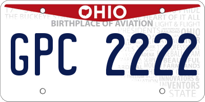 OH license plate GPC2222