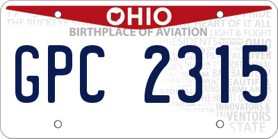 OH license plate GPC2315