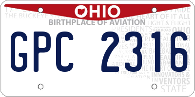 OH license plate GPC2316