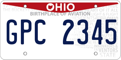 OH license plate GPC2345
