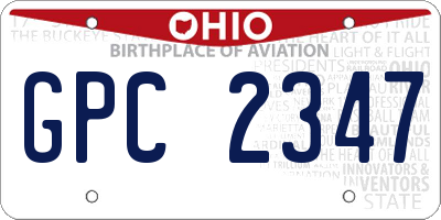 OH license plate GPC2347