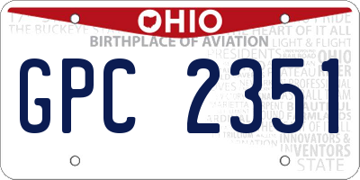 OH license plate GPC2351