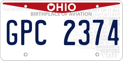 OH license plate GPC2374
