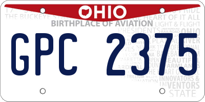 OH license plate GPC2375