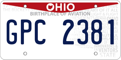 OH license plate GPC2381