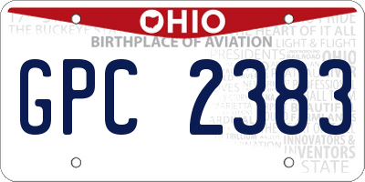 OH license plate GPC2383