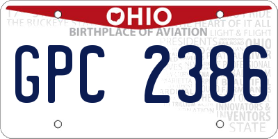 OH license plate GPC2386