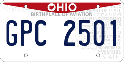 OH license plate GPC2501