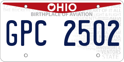 OH license plate GPC2502