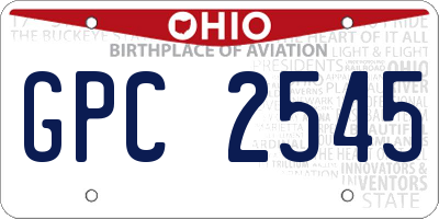 OH license plate GPC2545