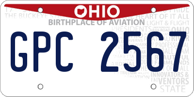 OH license plate GPC2567