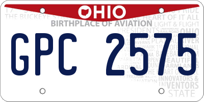 OH license plate GPC2575