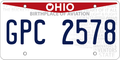 OH license plate GPC2578