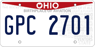 OH license plate GPC2701