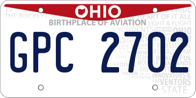 OH license plate GPC2702