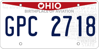 OH license plate GPC2718