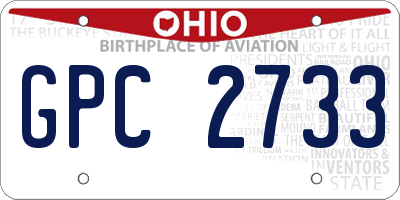 OH license plate GPC2733