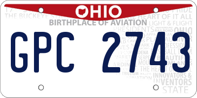 OH license plate GPC2743
