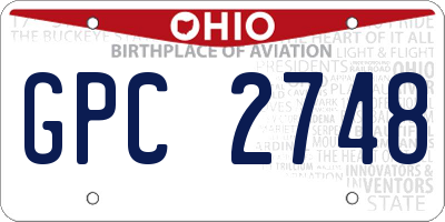 OH license plate GPC2748