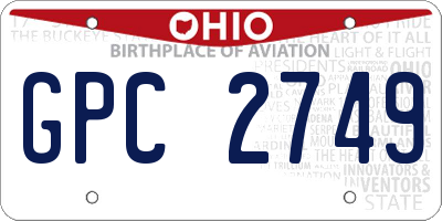 OH license plate GPC2749