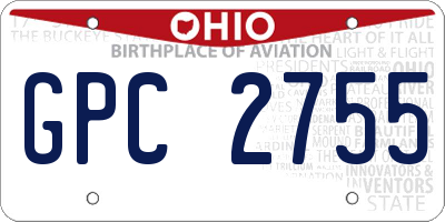 OH license plate GPC2755